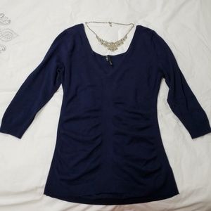 3/4 sleeve navy sweater